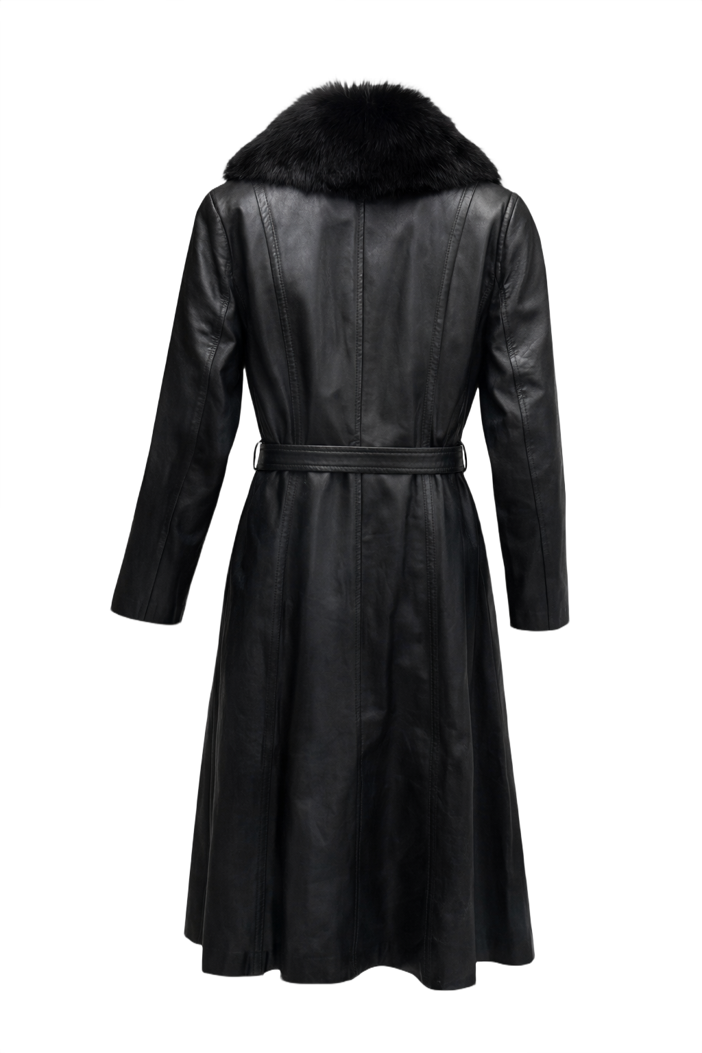 1990s Black Leather Coat - Back View