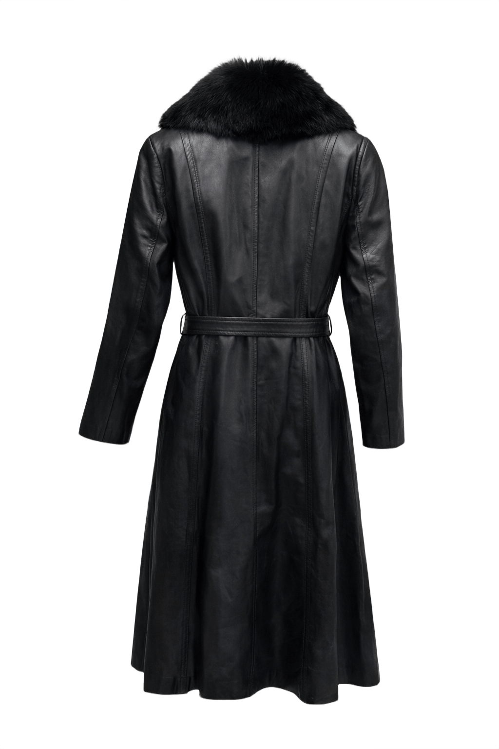 1990s Black Leather Coat - Back View
