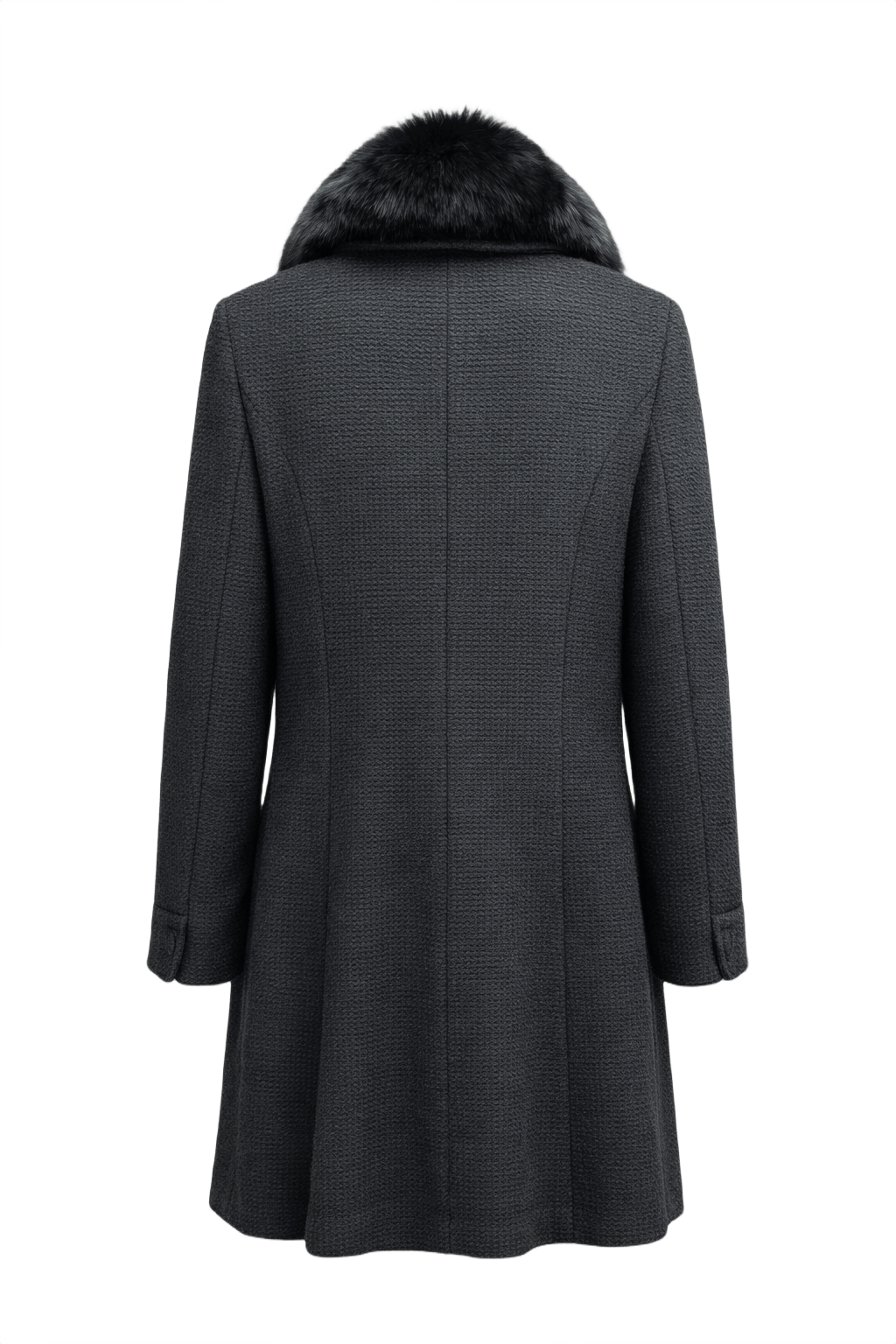 1970s Black Wool Coat - Back View