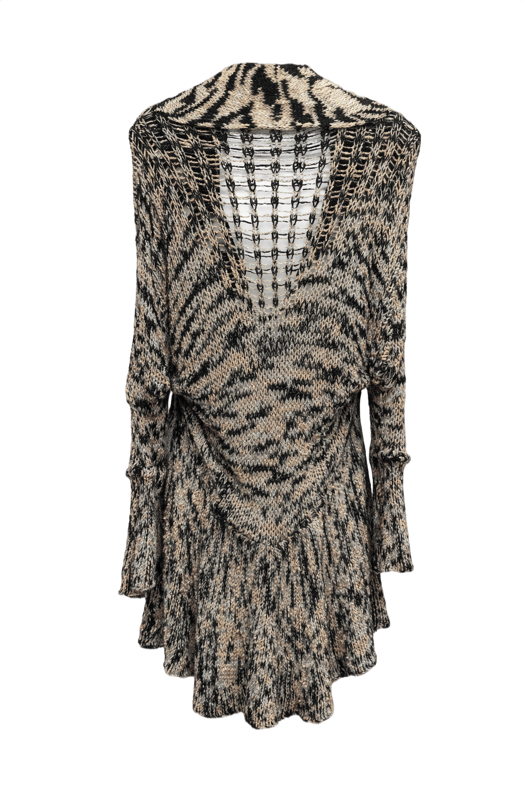 1970s Black Knit Cardigan - Back View