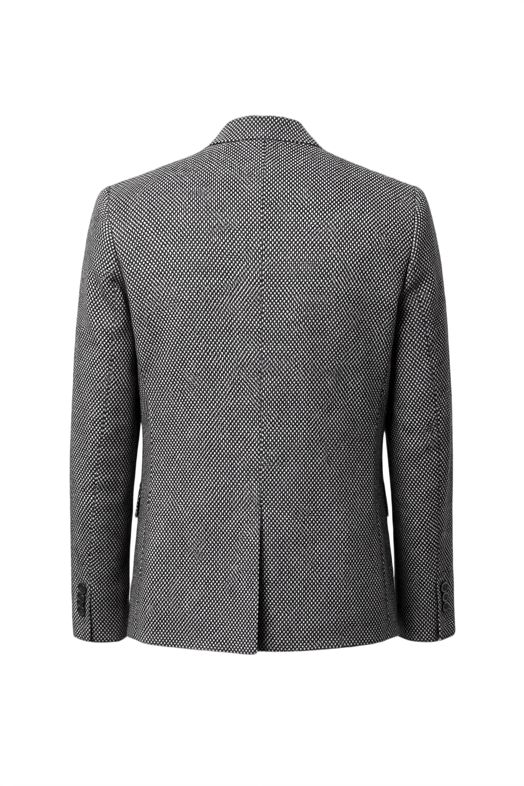 1980s Black and White Wool Blazer - Back View