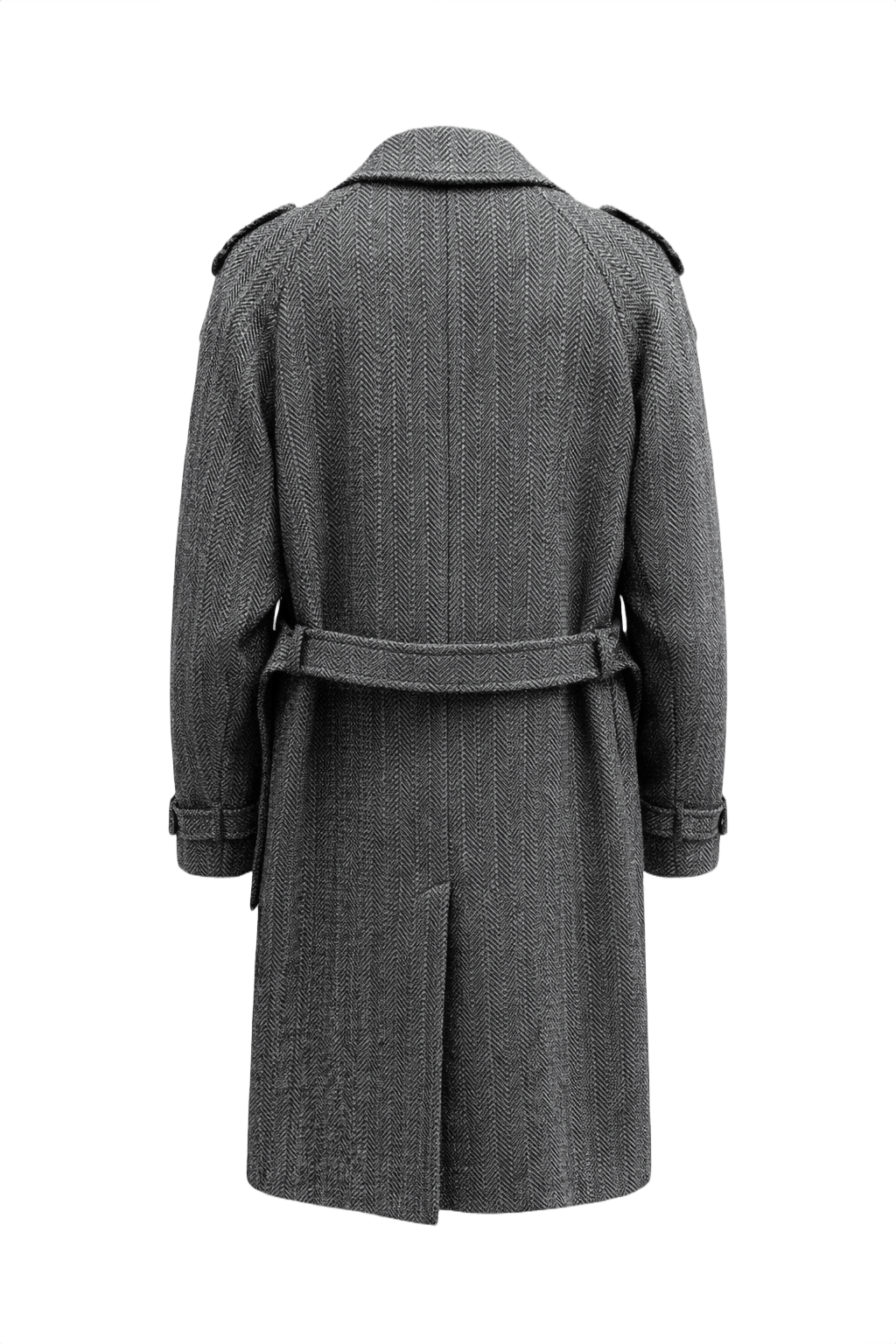 1970s Dark Grey Wool Coat - Back View