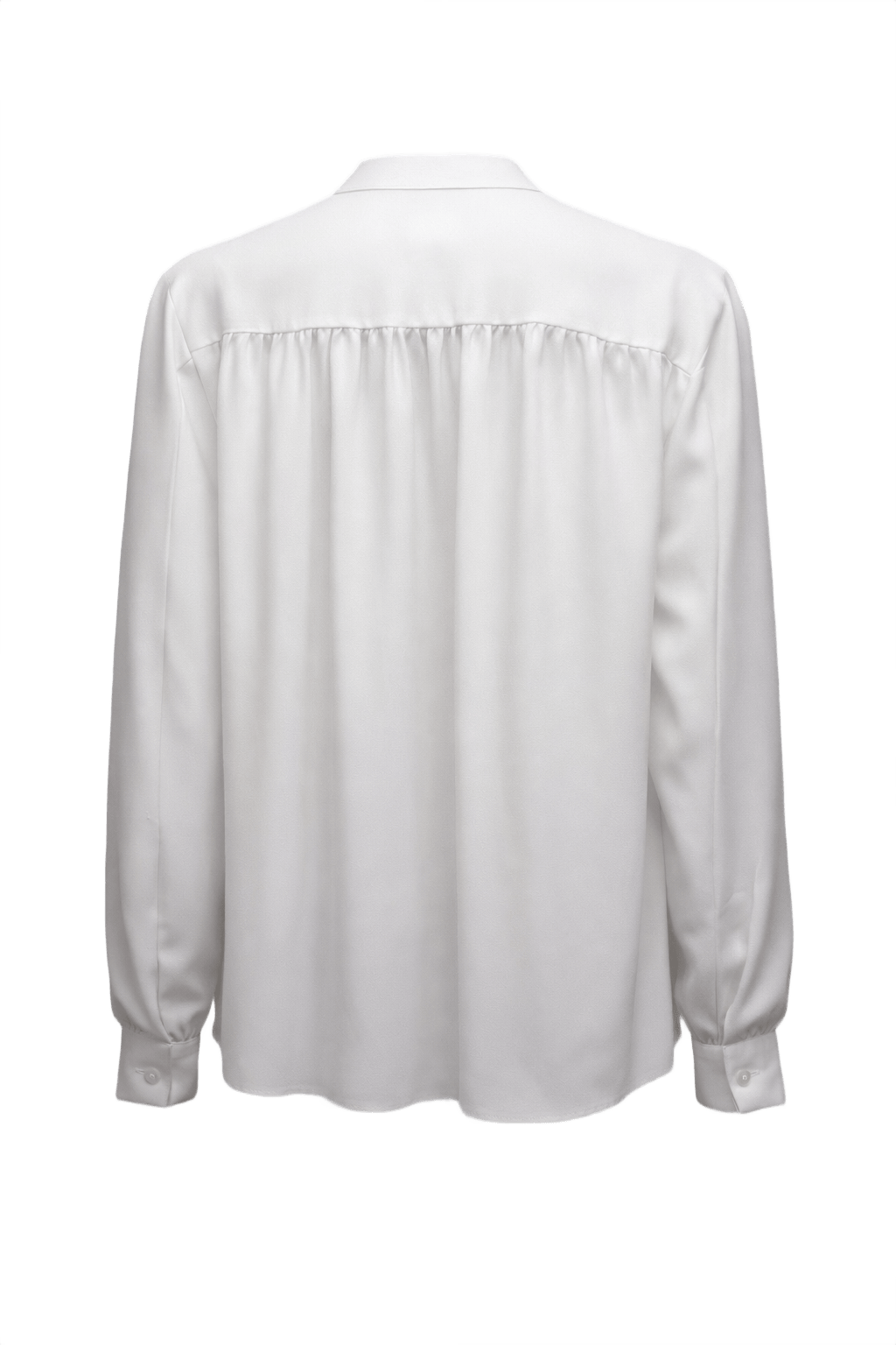 1980s White Polyester Blouse - Back View