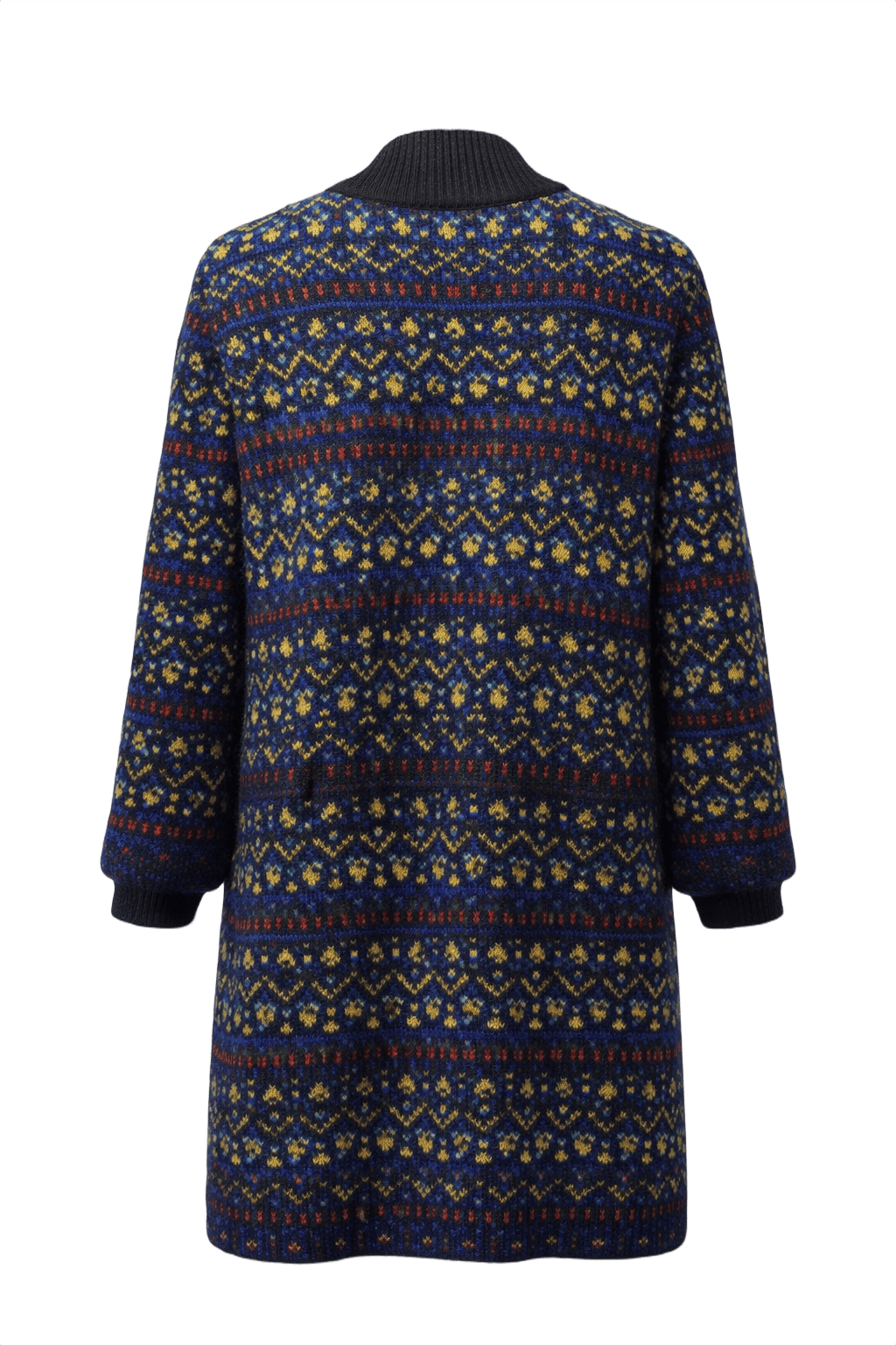 1970s Navy Blue Wool Cardigan - Back View