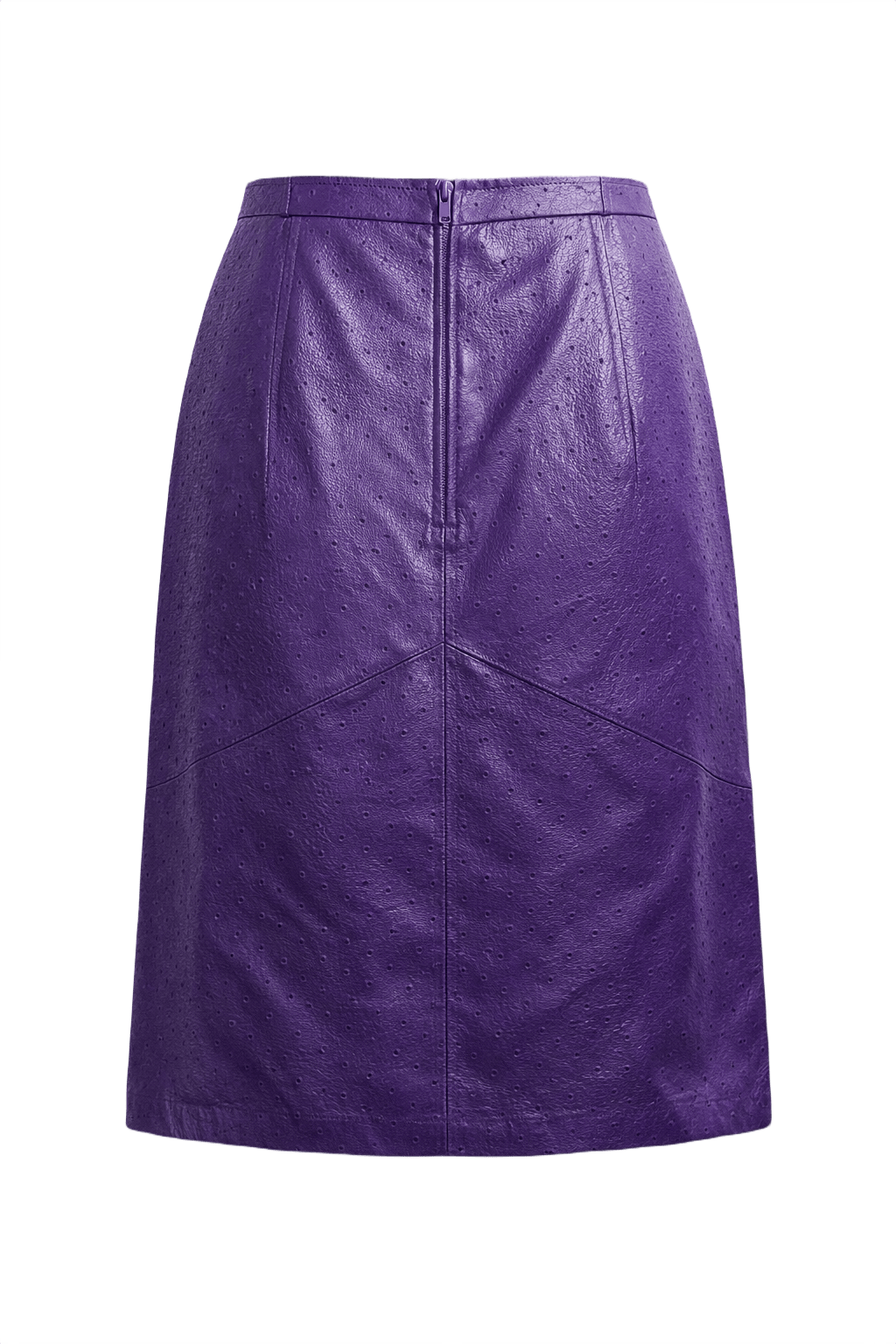 1990s Purple Leather Skirt - Back View