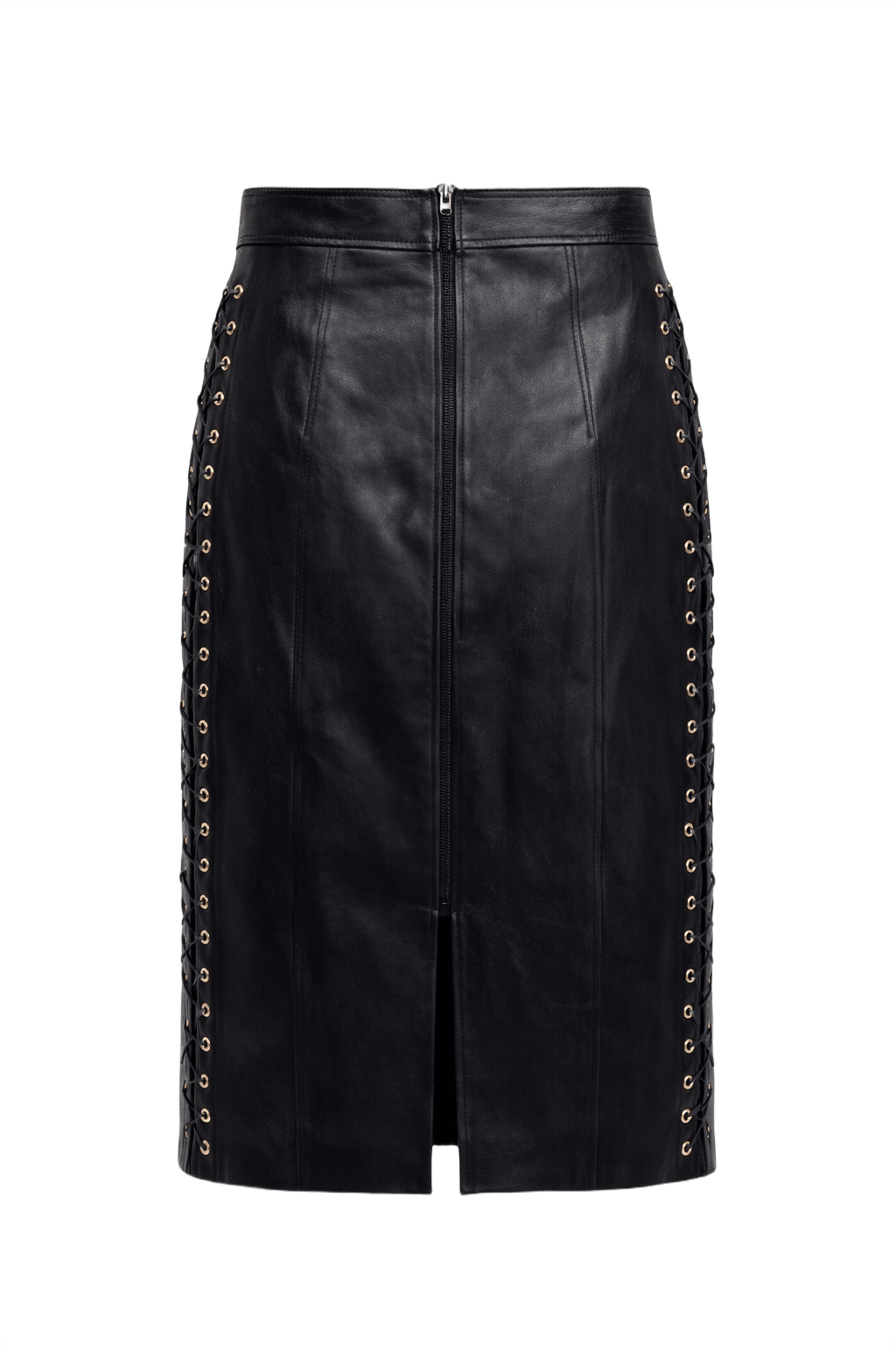 1990s Black Leather Skirt - Back View