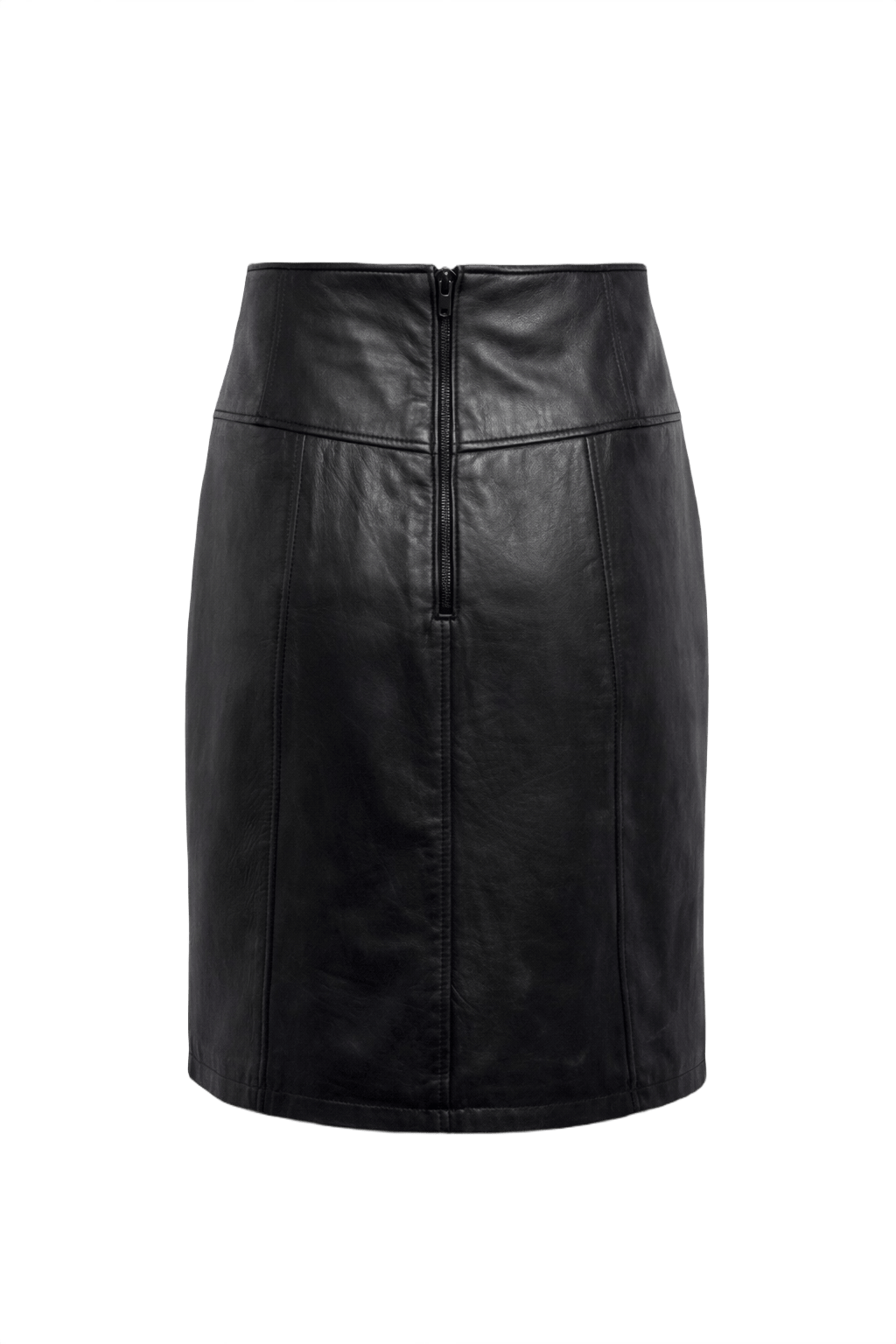 1990s Black Leather Skirt - Back View