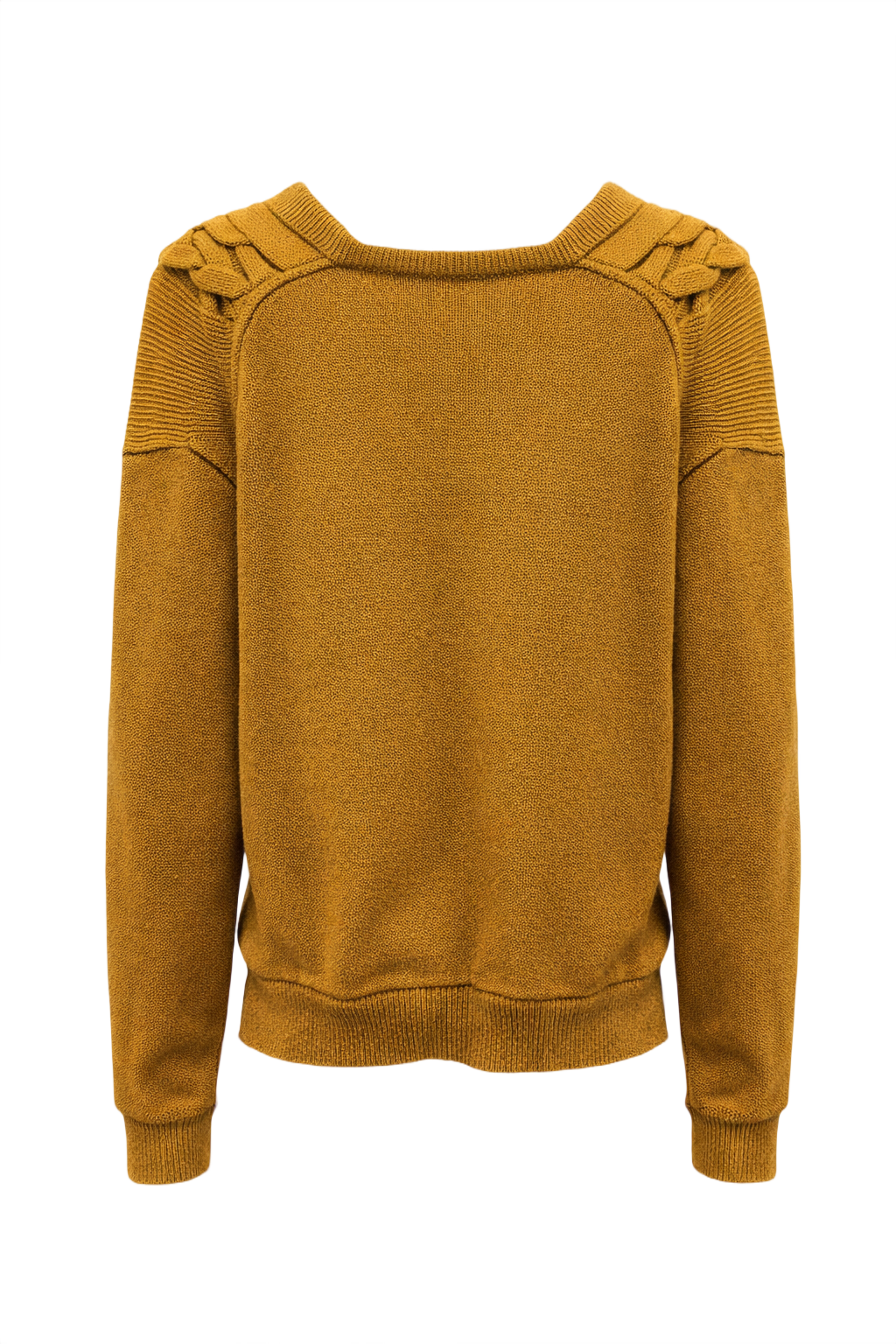 1960s Mustard Yellow Wool Cardigan - Back View