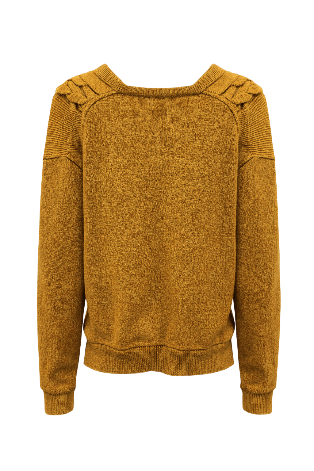 1960s Mustard Yellow Wool Cardigan - Back View