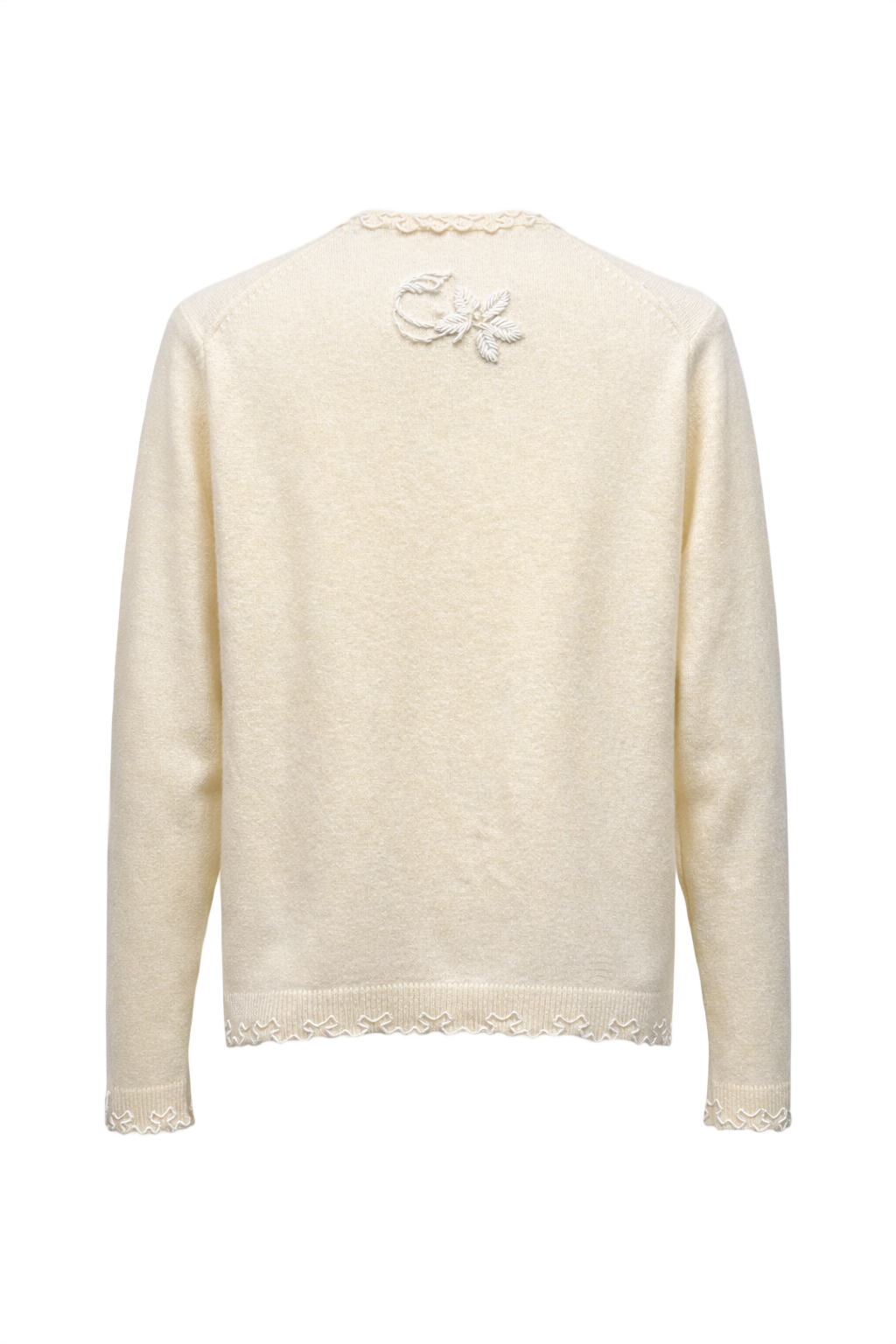 1950s Ivory Wool Cardigan - Back View