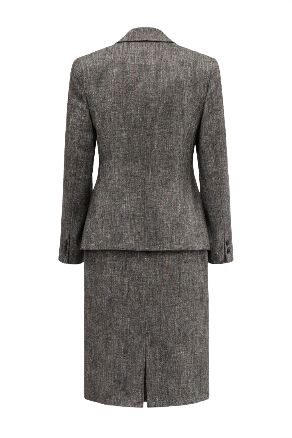 1980s Gray Wool Skirt Suit - Back View