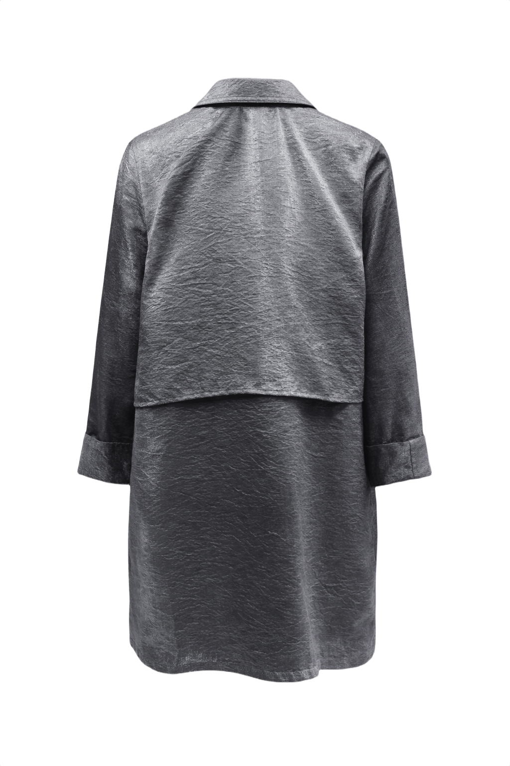 1970s Metallic Silver Metallic Fabric Coat - Back View