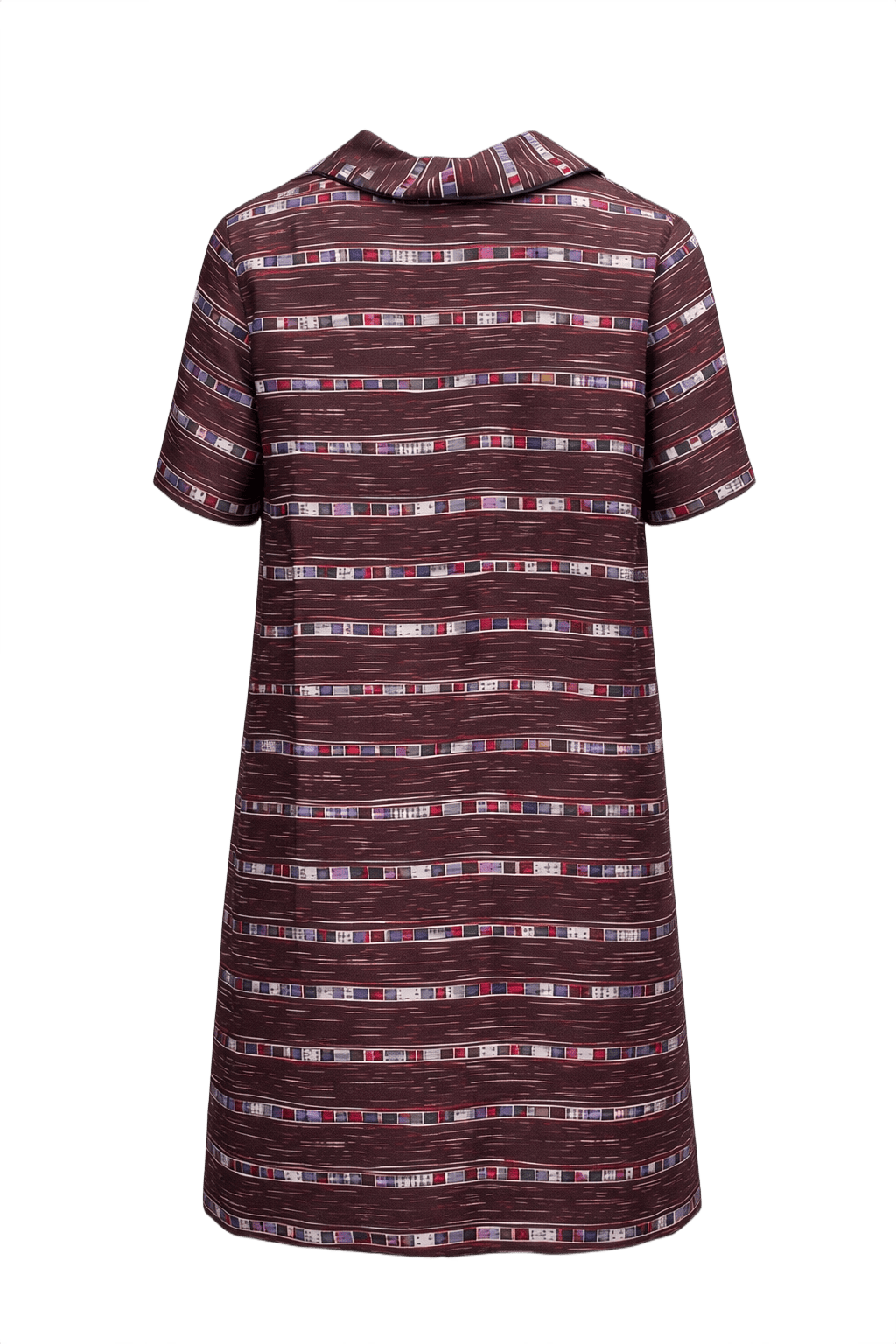 1960s Brown Polyester Shift Dress - Back View