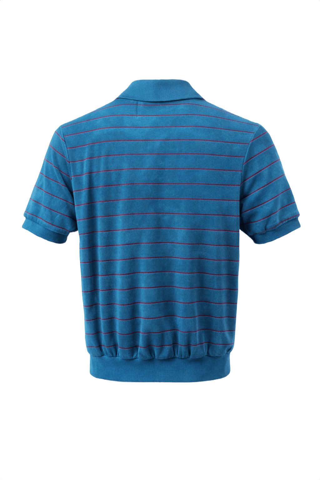 1970s Teal Velour Polo Shirt - Back View