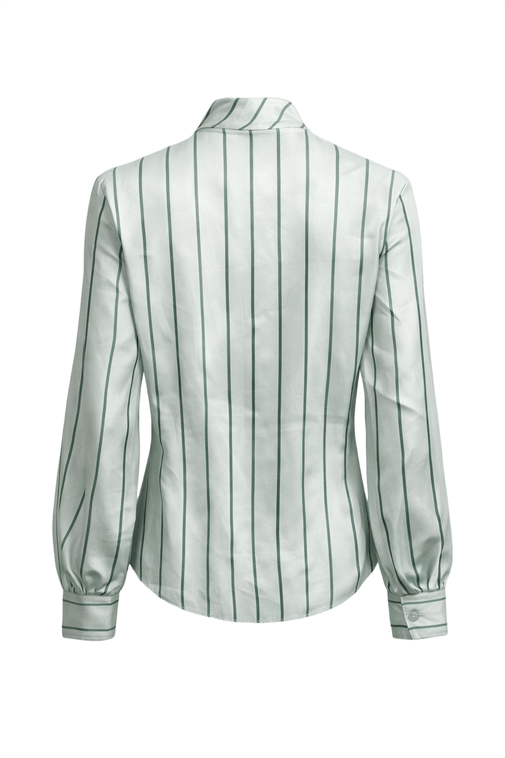 1970s Light Mint Green Polyester Blouse - Back View