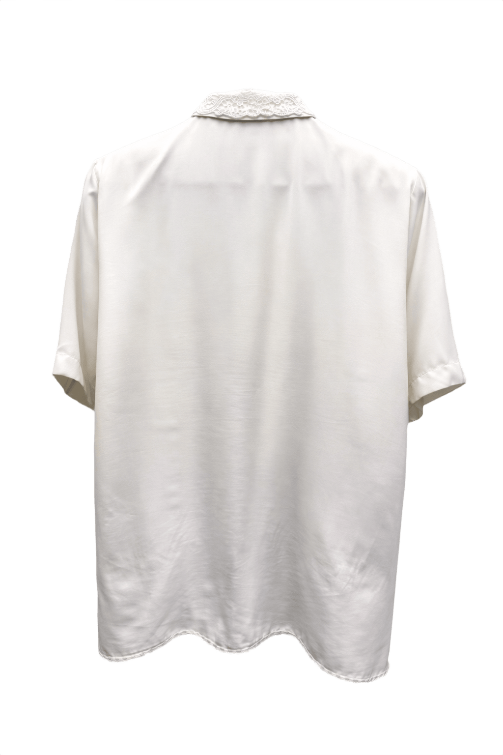 1970s Cream White Satin Blouse - Back View