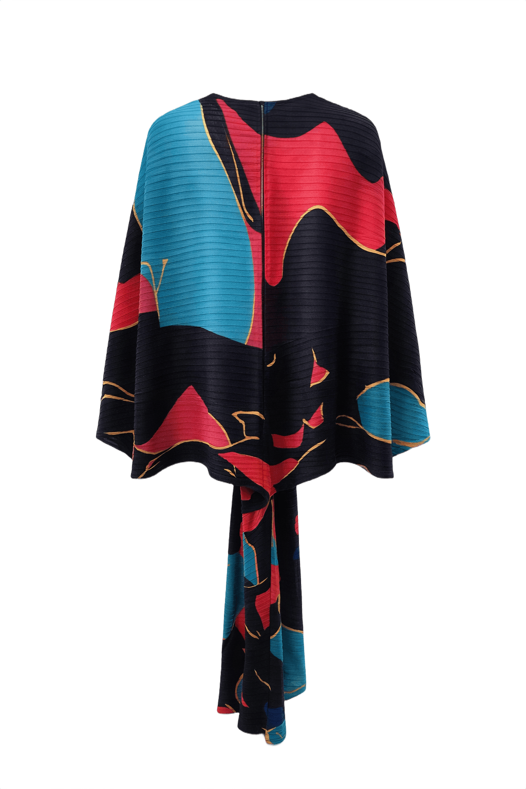 1970s Multicolor Polyester Dress - Back View