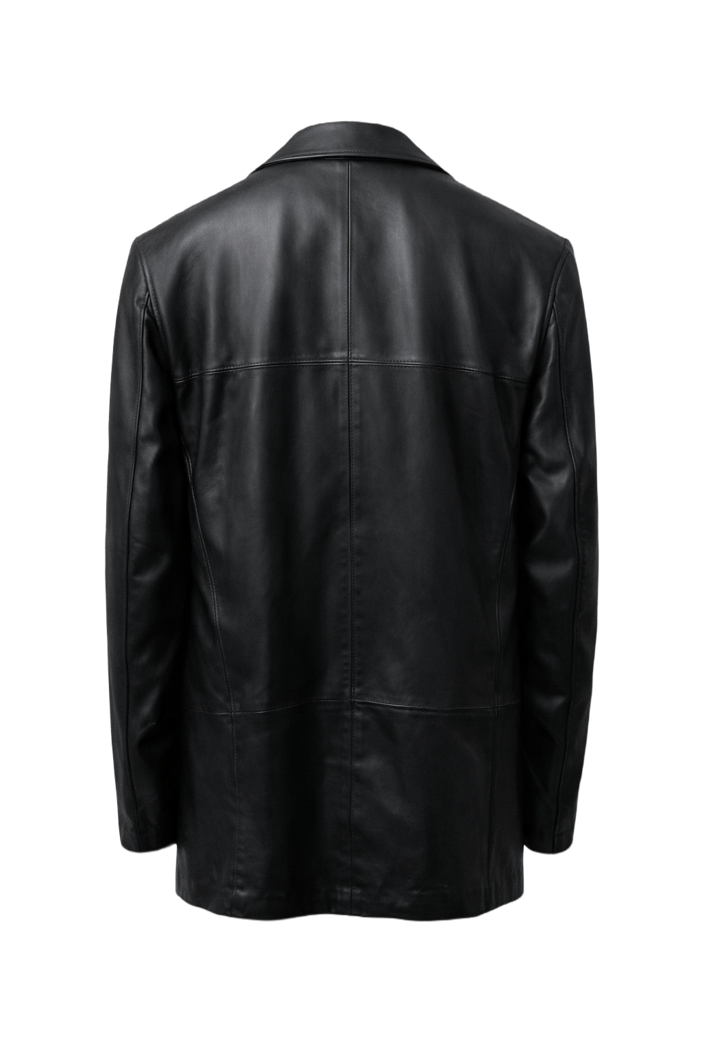 1990s Black Leather Blazer - Back View