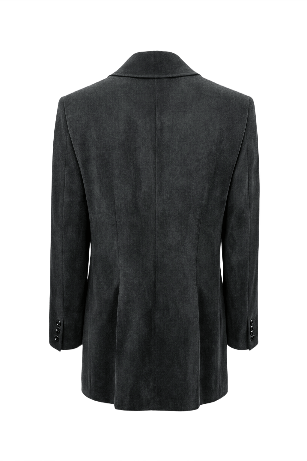 1990s Dark Charcoal Grey Suede Blazer - Back View