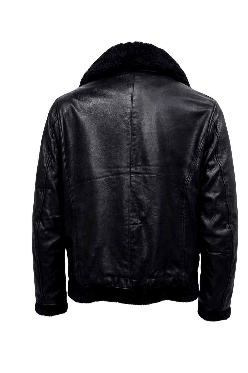 1960s Black Leather Bomber Jacket - Back View