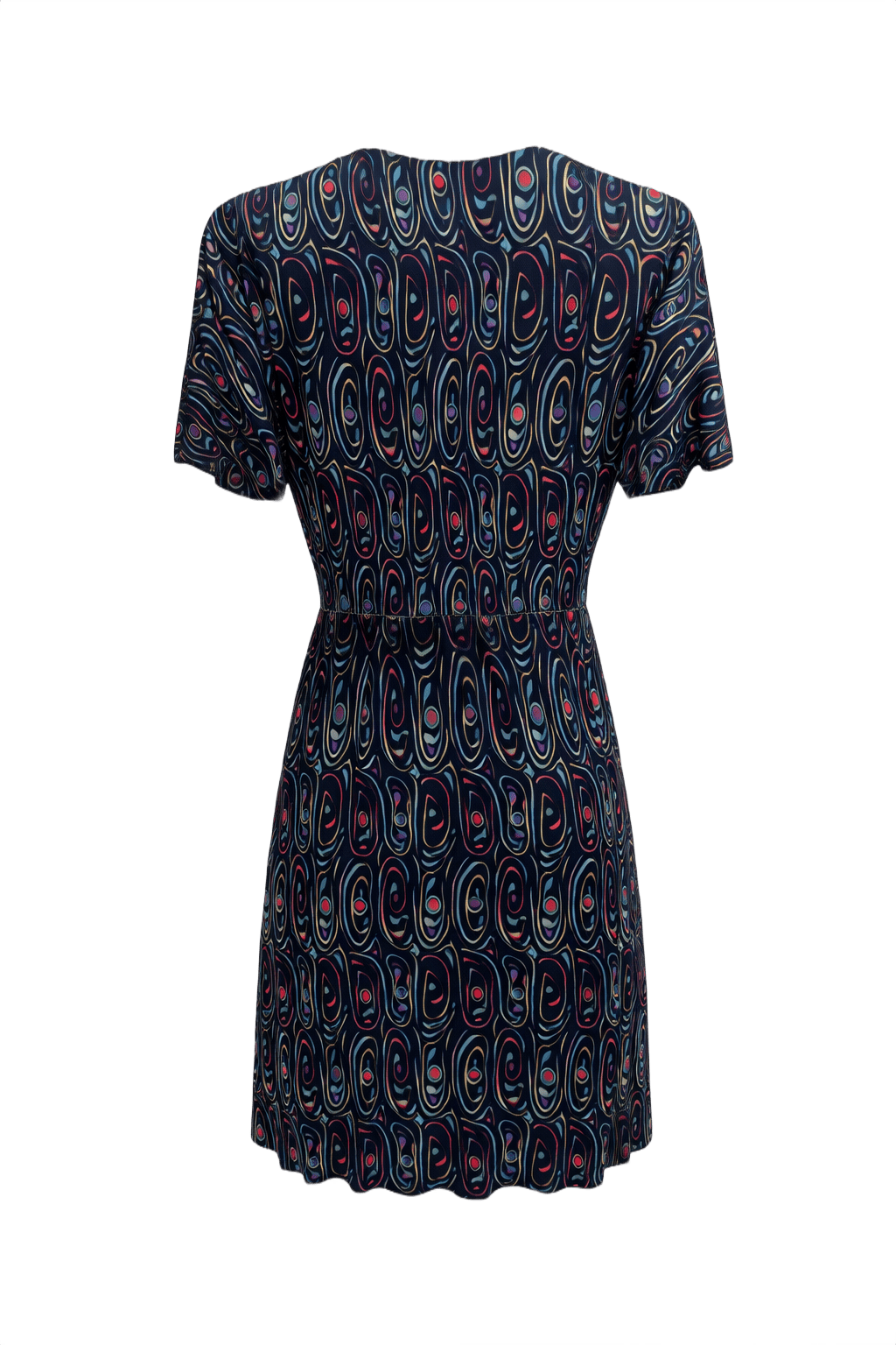 1930s Multicolor Silk Dress - Back View