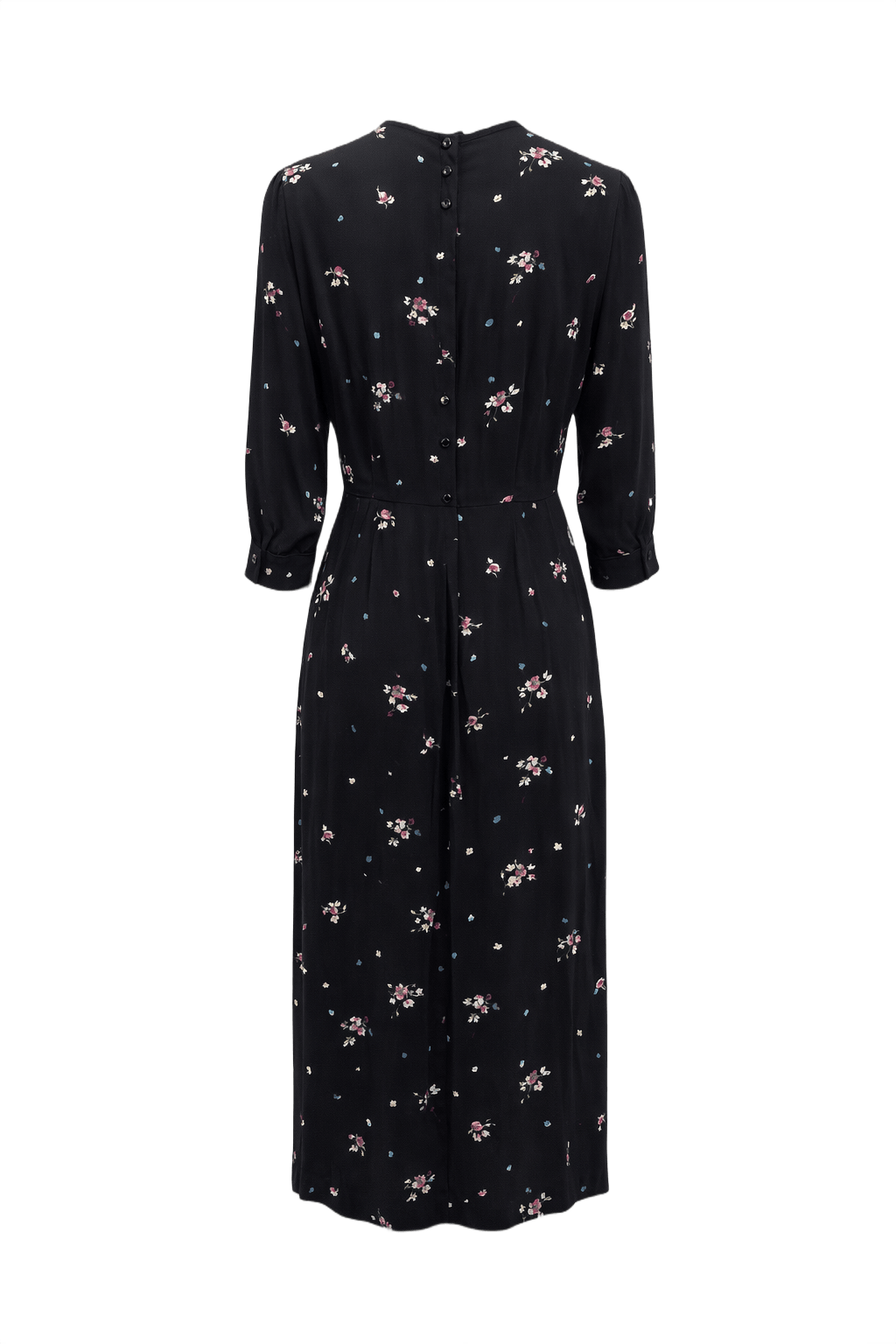 1930s Black Rayon Dress - Back View