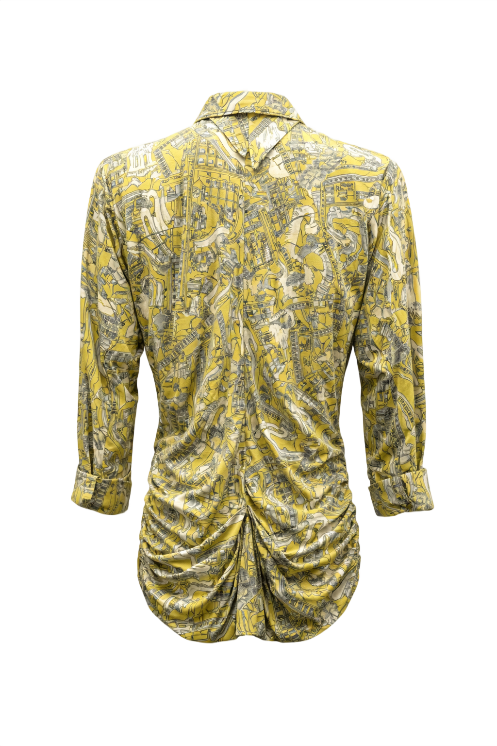 1930s Yellow Silk Blouse - Back View