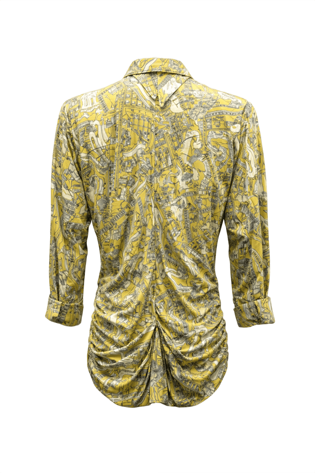 1930s Yellow Silk Blouse - Back View