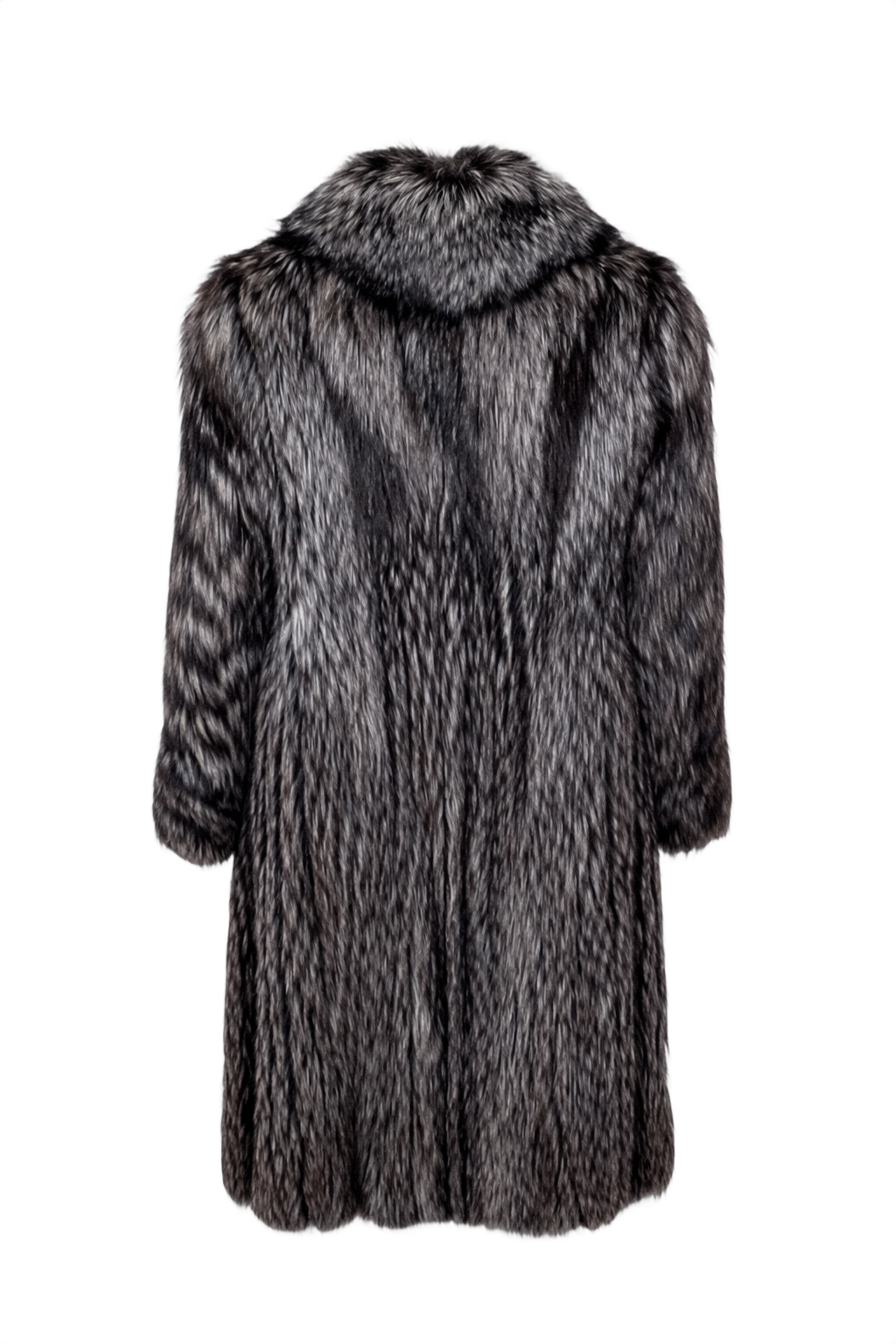 1980s Charcoal Grey Fur Coat - Back View