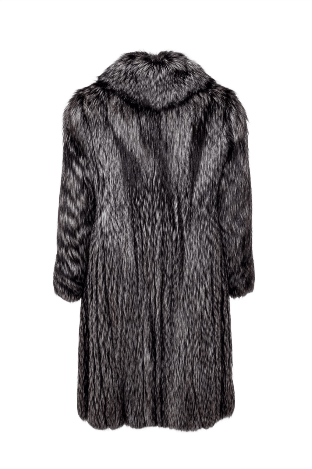 1980s Charcoal Grey Fur Coat - Back View