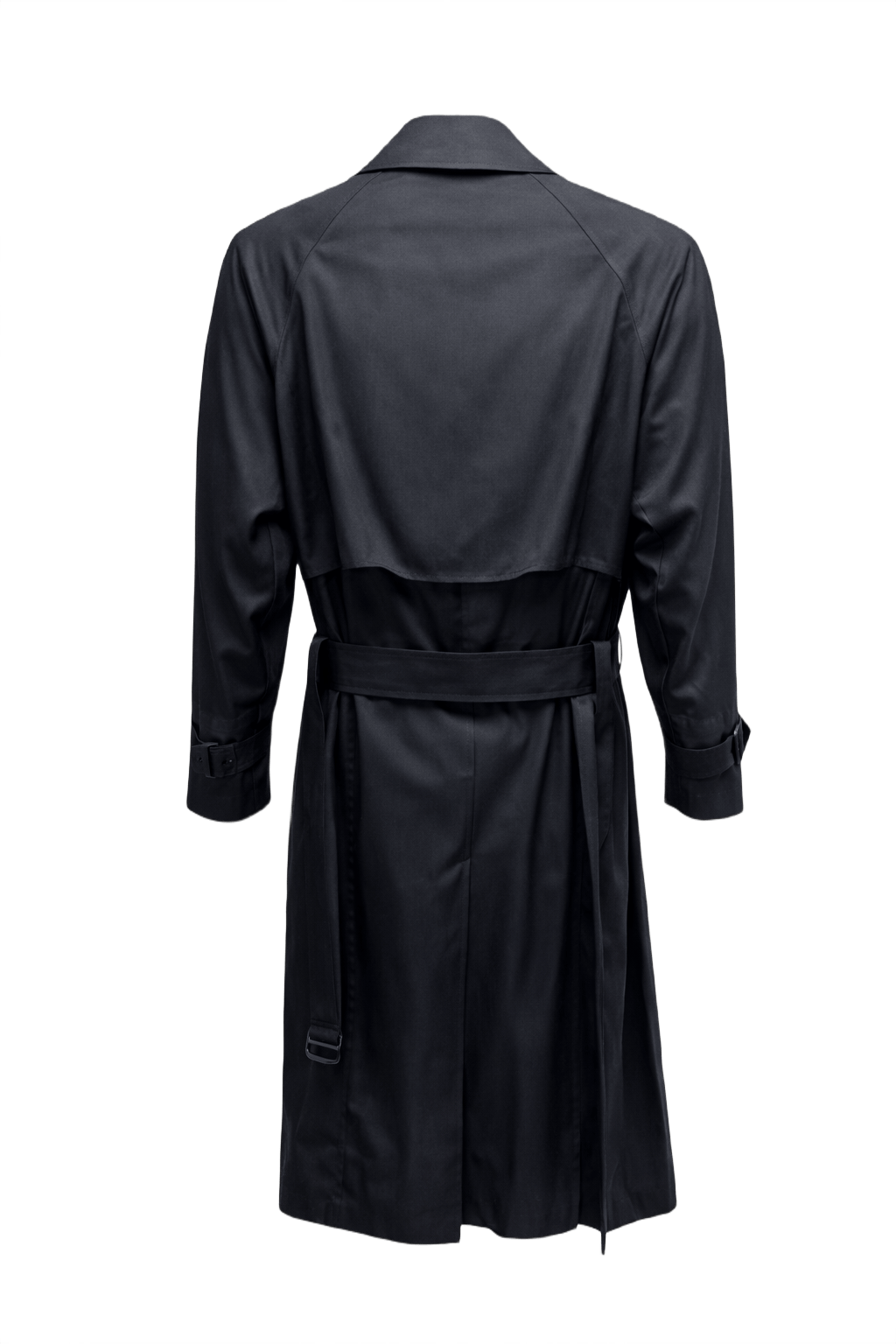 1990s Black Cotton Trench Coat - Back View