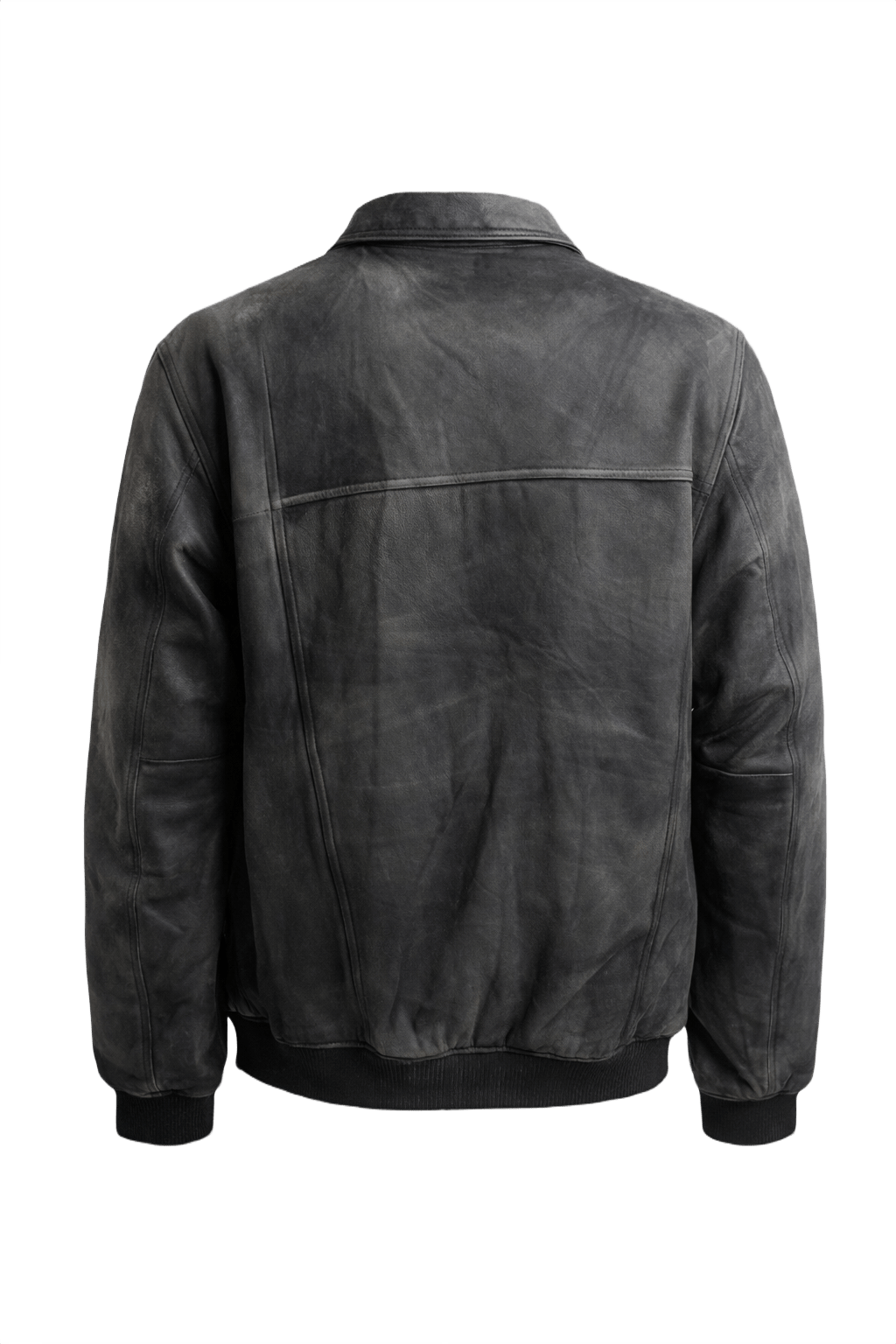 1990s Black Leather Jacket - Back View
