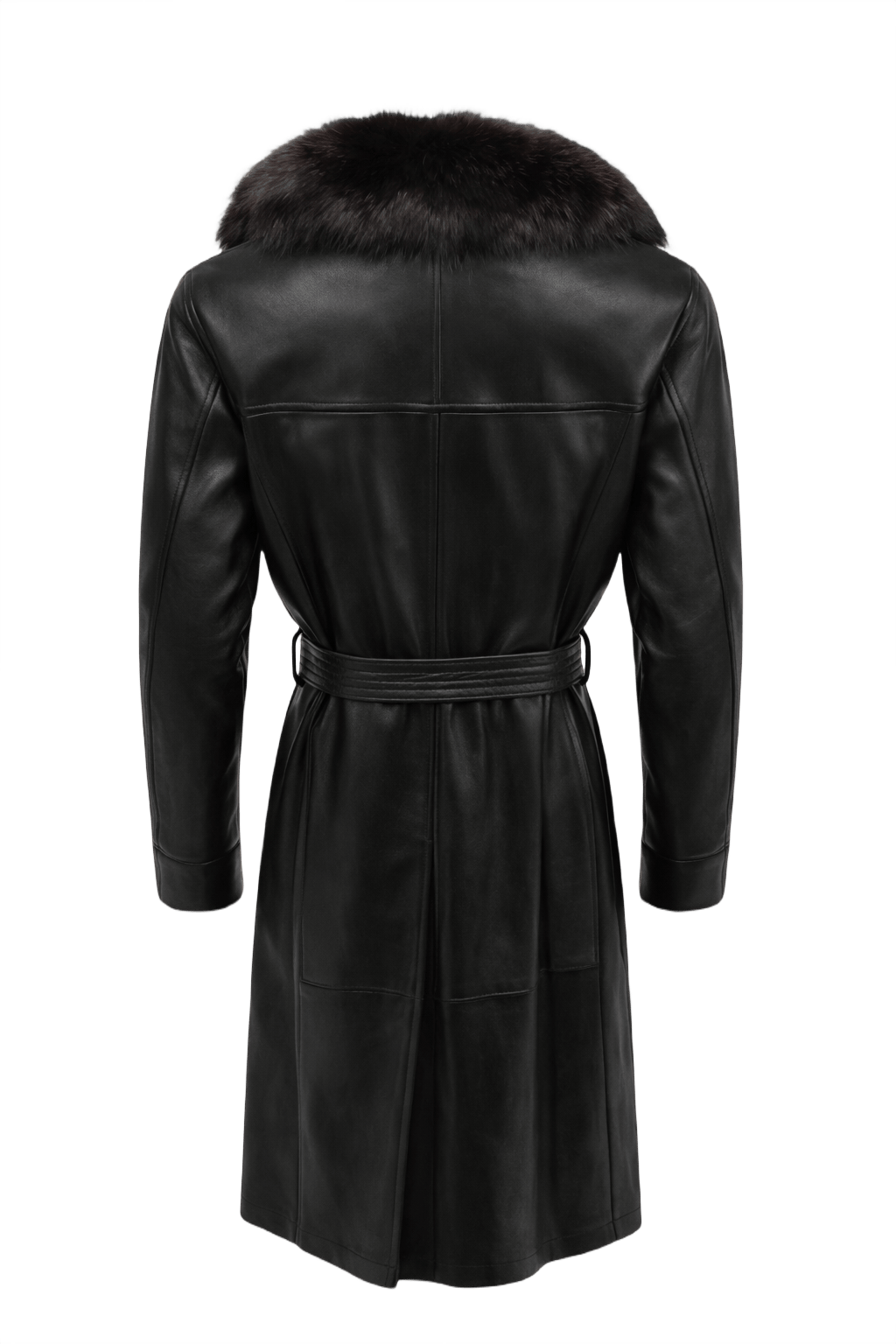 1990s Black Leather Coat - Back View