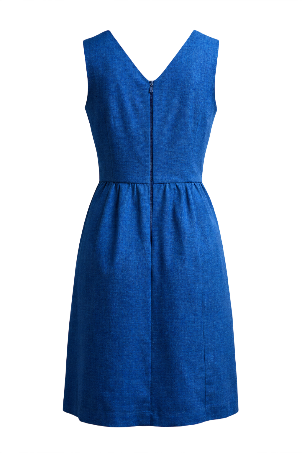 1960s Royal Blue Linen Dress - Back View