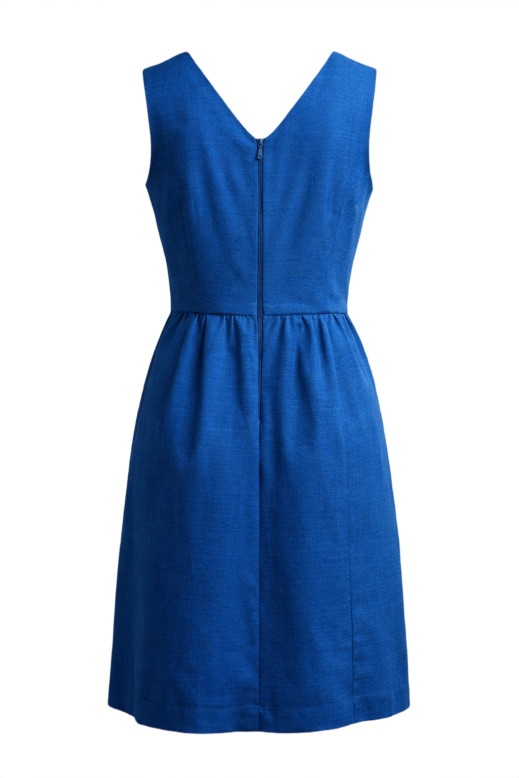 1960s Royal Blue Linen Dress - Back View