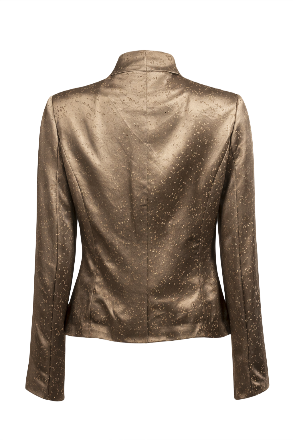 1990s Metallic Bronze Silk Blend Jacket - Back View