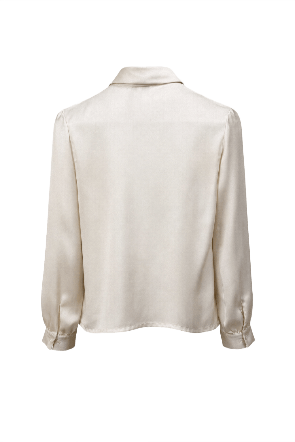 1980s Cream White Silk Blouse - Back View