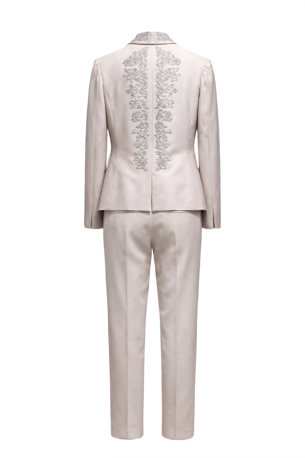 1990s Cream Polyester Suit - Back View