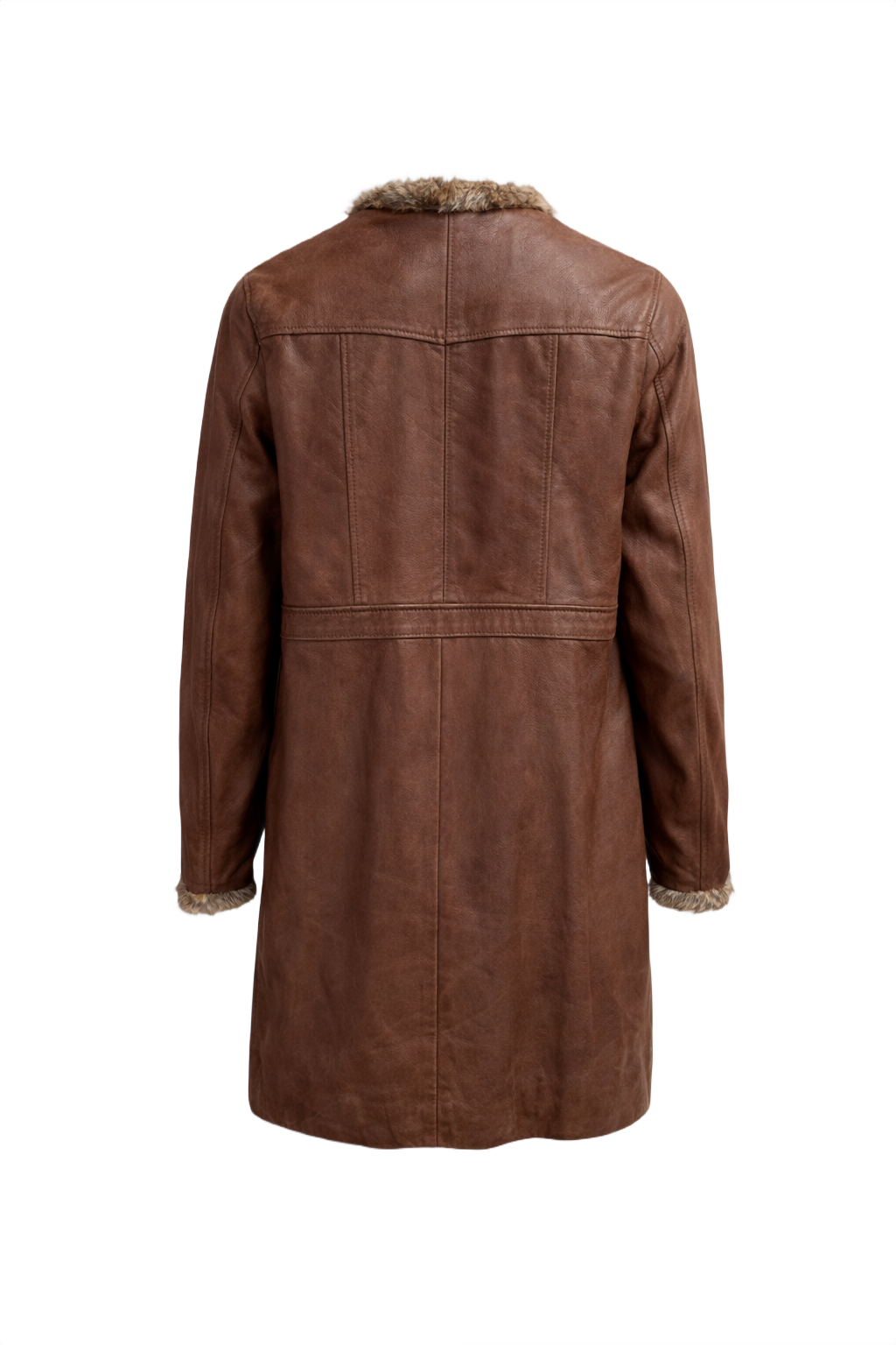 1970s Brown Leather Coat - Back View
