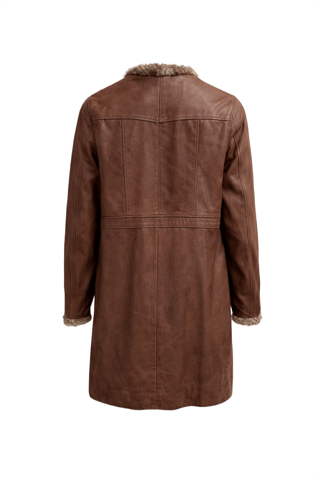 1970s Brown Leather Coat - Back View