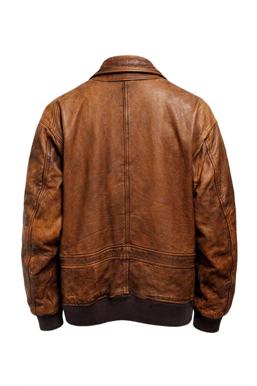 1990s Brown Leather Bomber Jacket - Back View