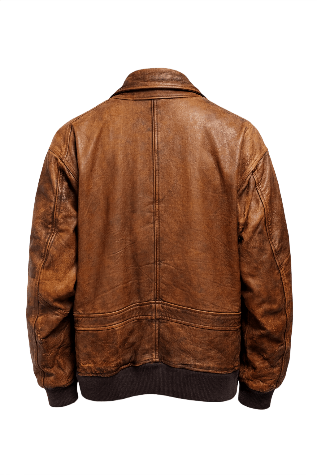 1990s Brown Leather Bomber Jacket - Back View