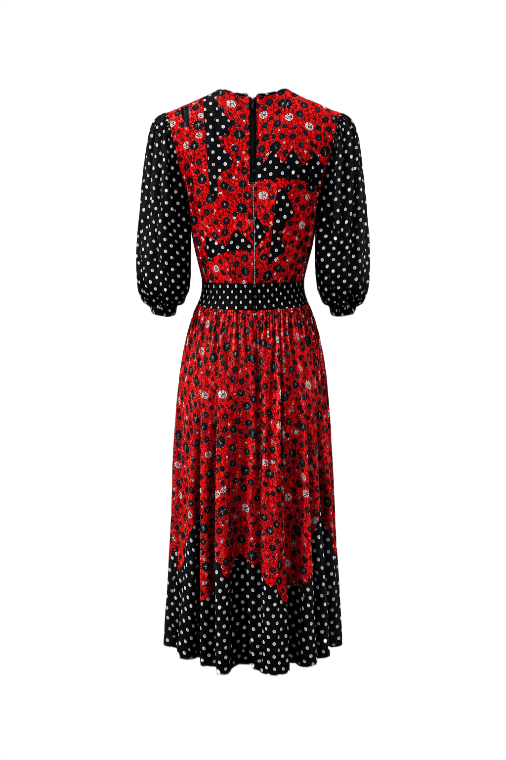 1980s Red Polyester Dress - Back View