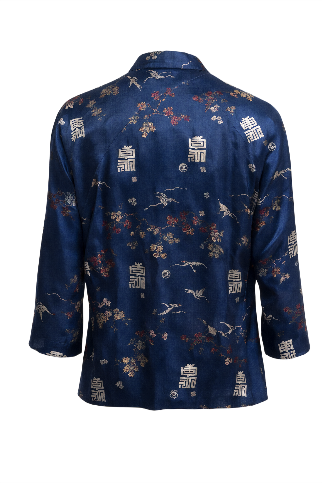 1970s Royal Blue Silk Blouse - Back View