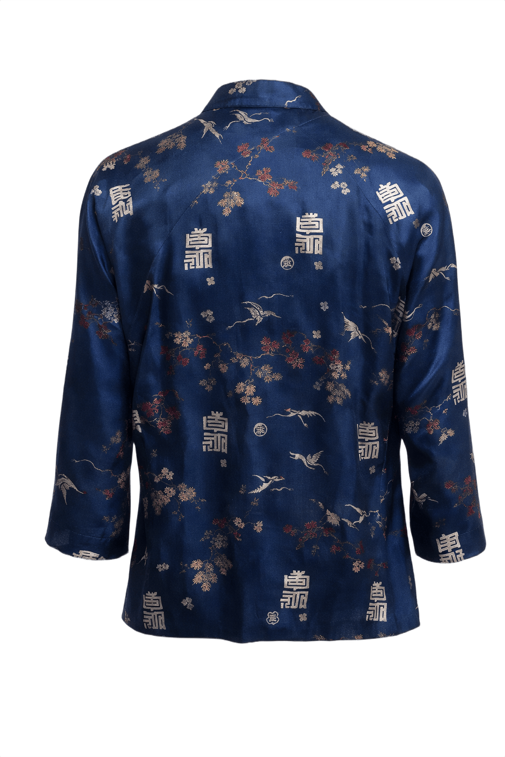 1970s Royal Blue Silk Blouse - Back View