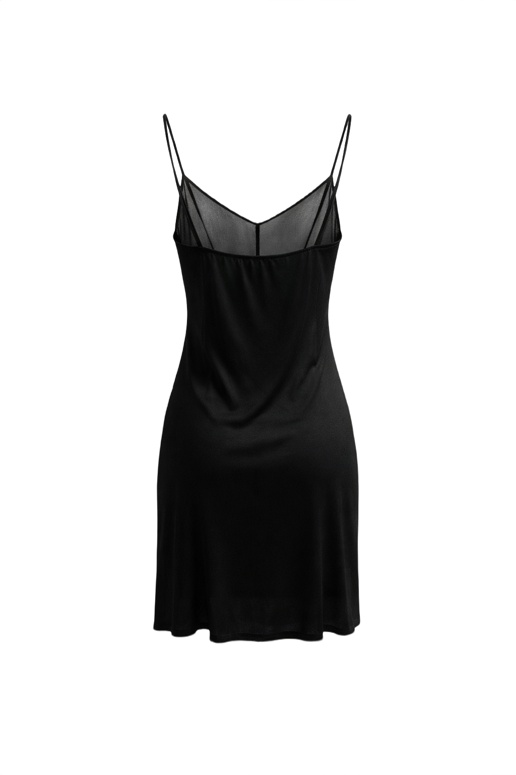1990s Black Silk Slip Dress - Back View