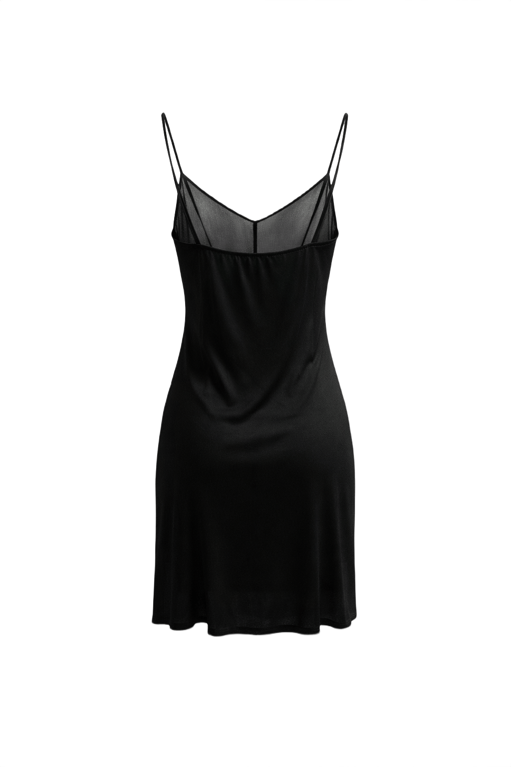 1990s Black Silk Slip Dress - Back View