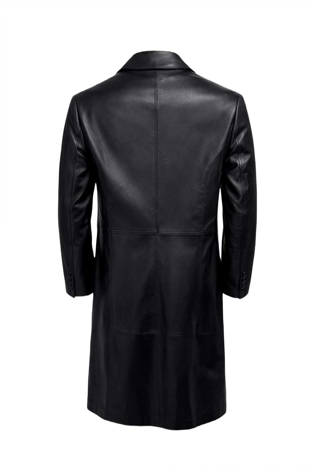 1990s Black Leather Coat - Back View