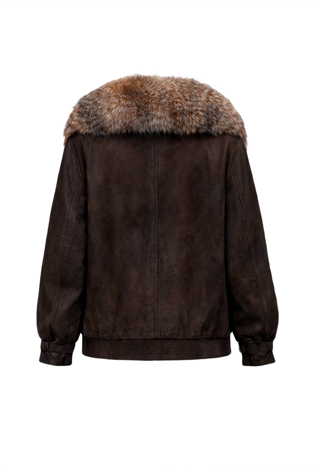 1990s Dark Brown Textured Leather Jacket - Back View