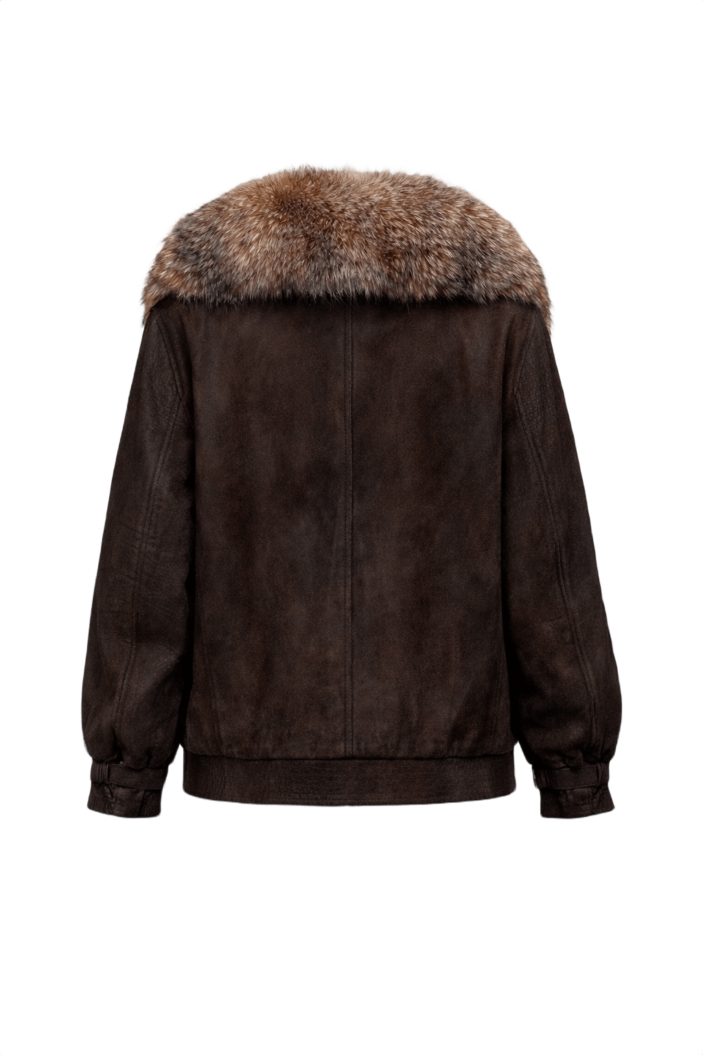 1990s Dark Brown Textured Leather Jacket - Back View